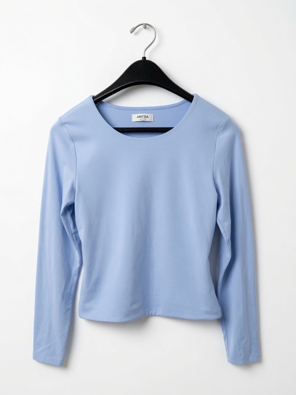 Aritzia Baby Blue Long Sleeve Scoop Neck Minimalist Contour Top Size Large - Picture 1 of 6
